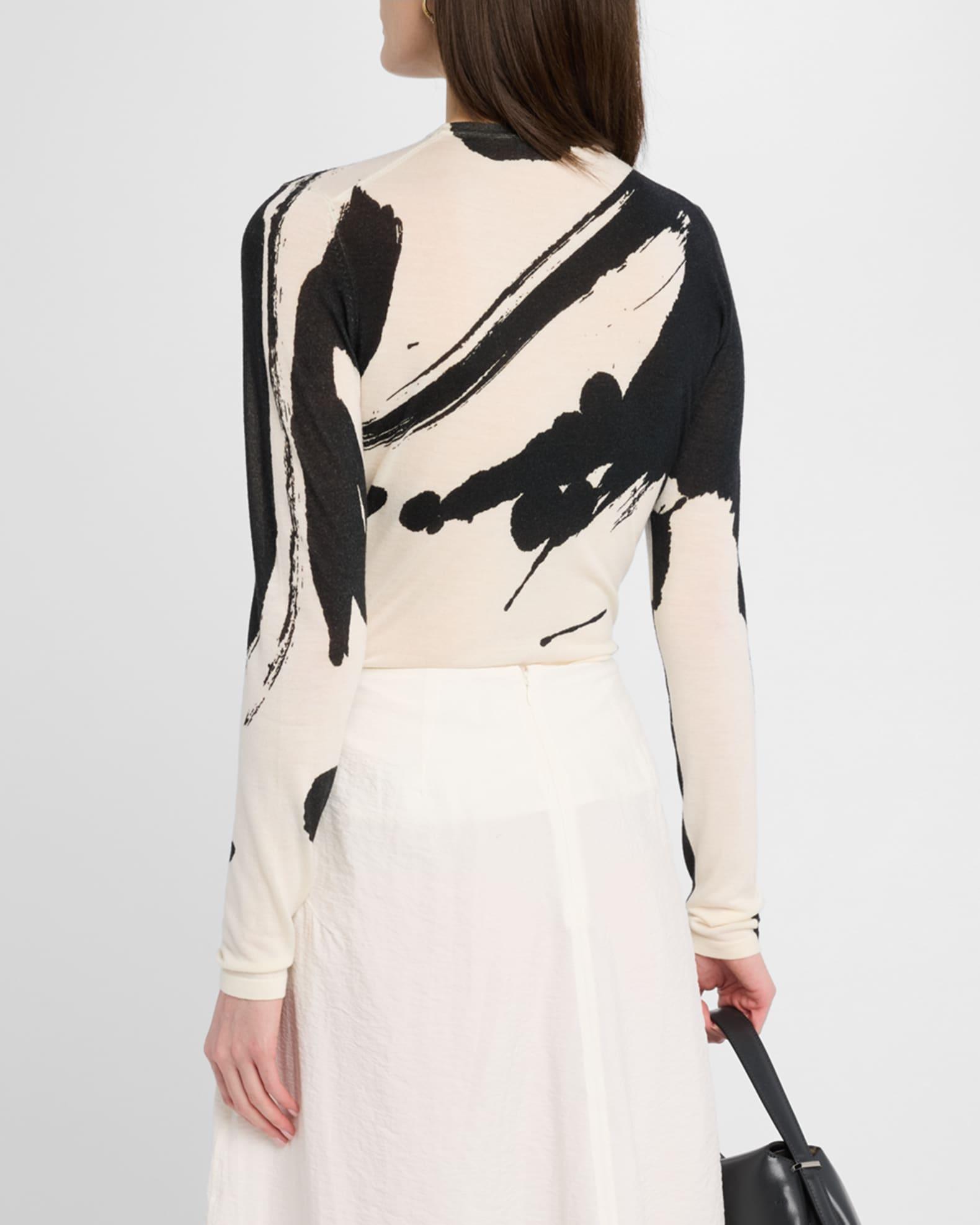 Abstract Long Sleeve Merino Wool Sweater Product Image