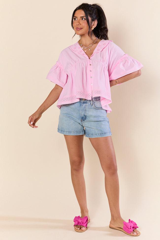 Going Places Pink Woven Blouse FINAL SALE Product Image