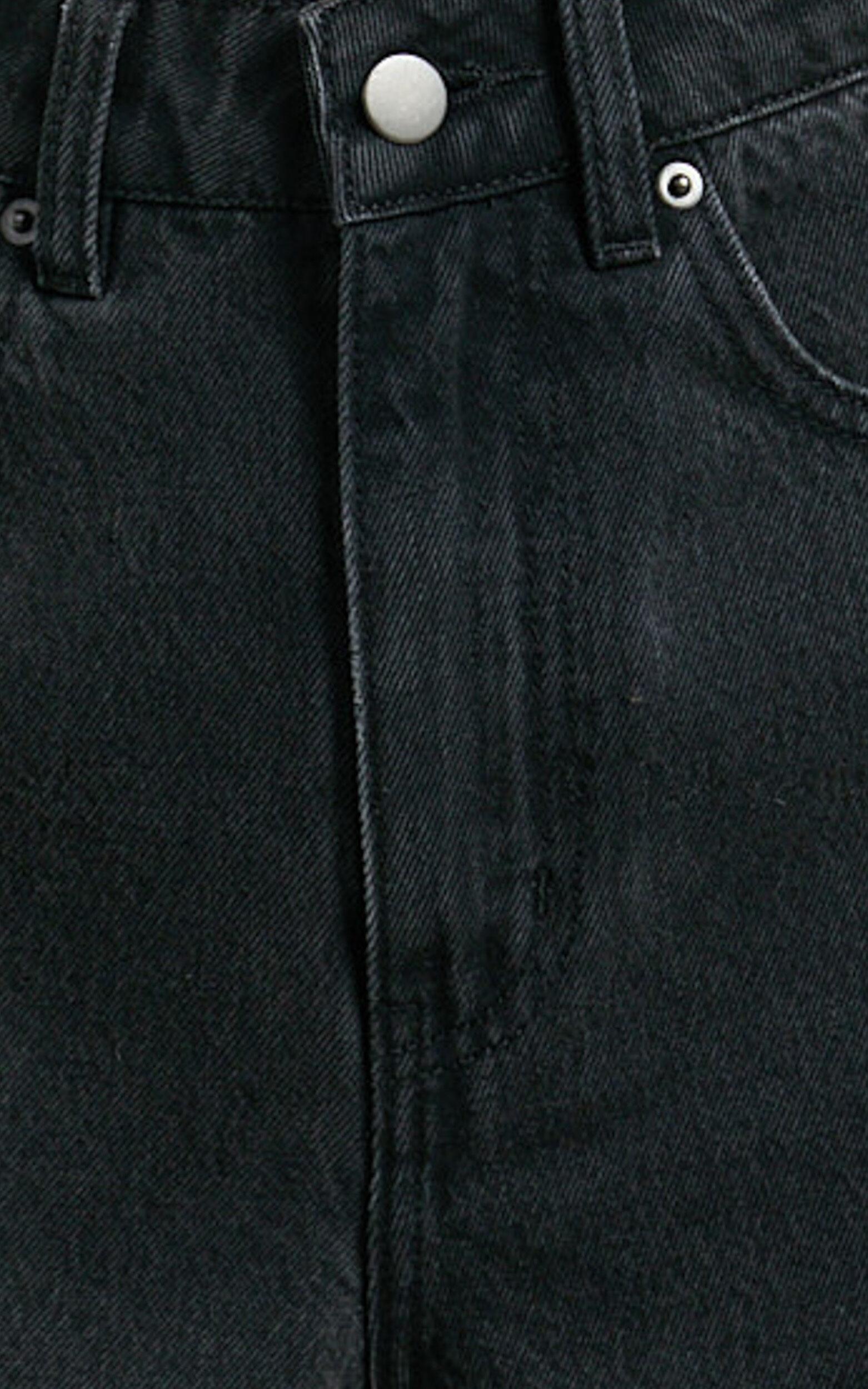 Rhianna Shorts - Mid Waist Recycled Denim Shorts in Washed Black Product Image