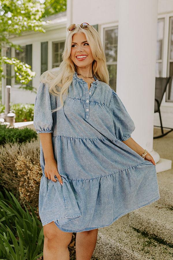 Downtown Daze Chambray Mini Dress Curves Product Image