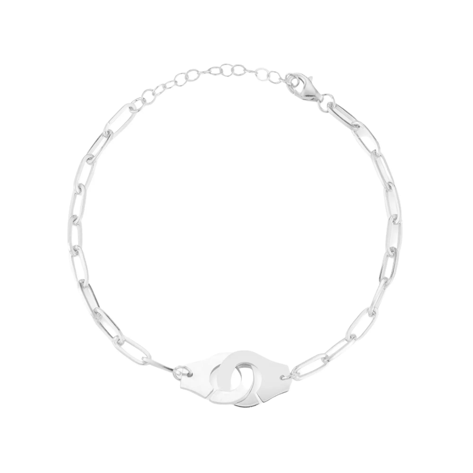 Sunkissed Sterling Sterling Silver Linked Handcuffs Bracelet, Women's, Size: 7", Silver Tone Product Image