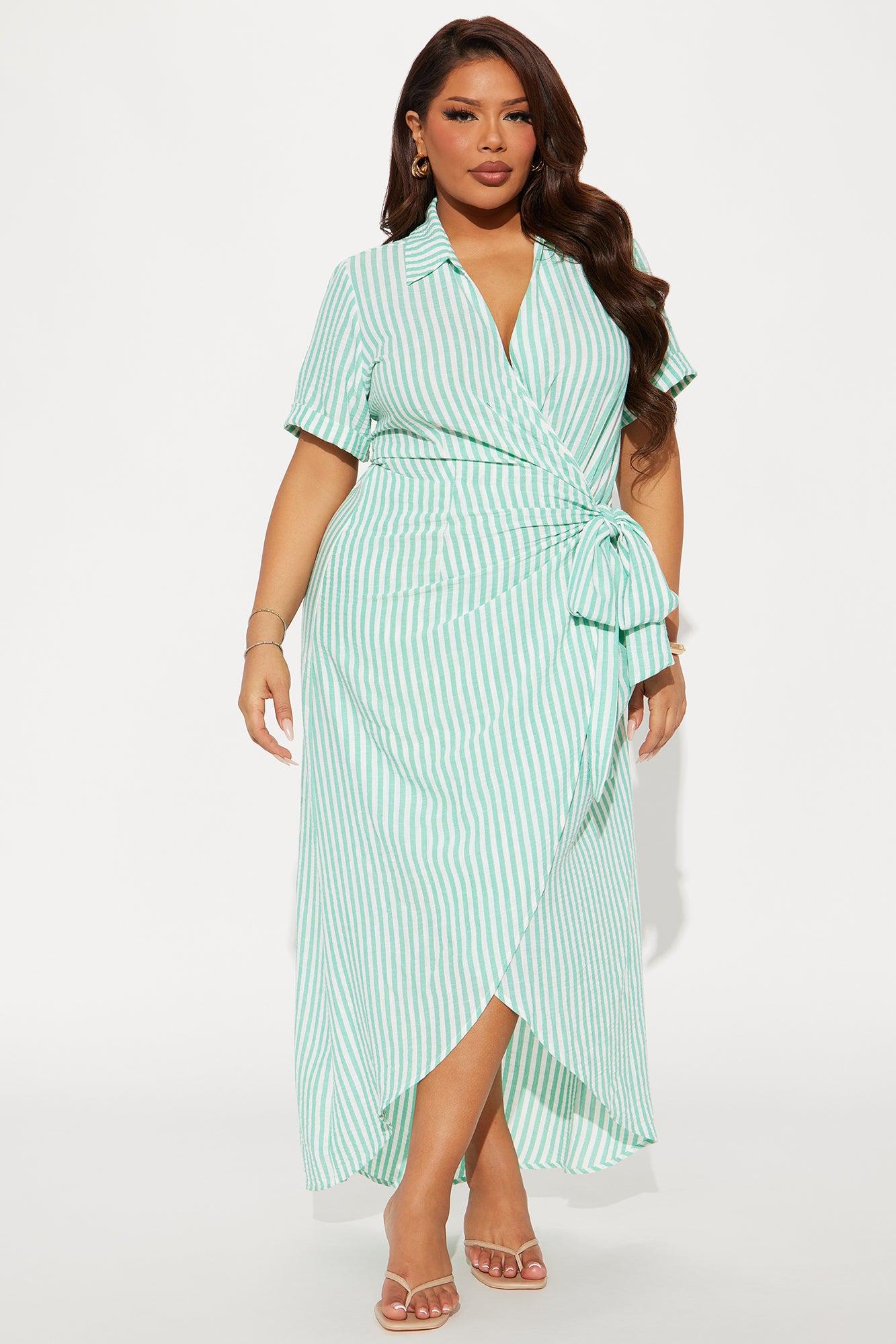 Tina Surplice Maxi Dress - Green/combo Product Image