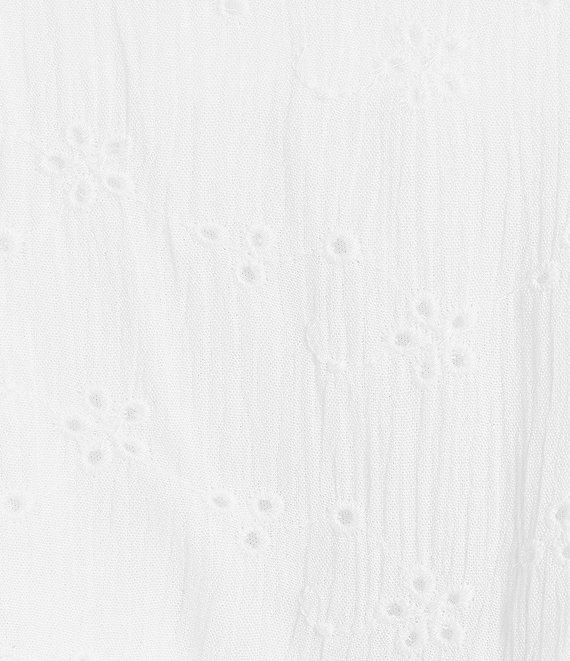 Honey & Sparkle Embroidered Eyelet Tie Back Pointed Hem Top Product Image
