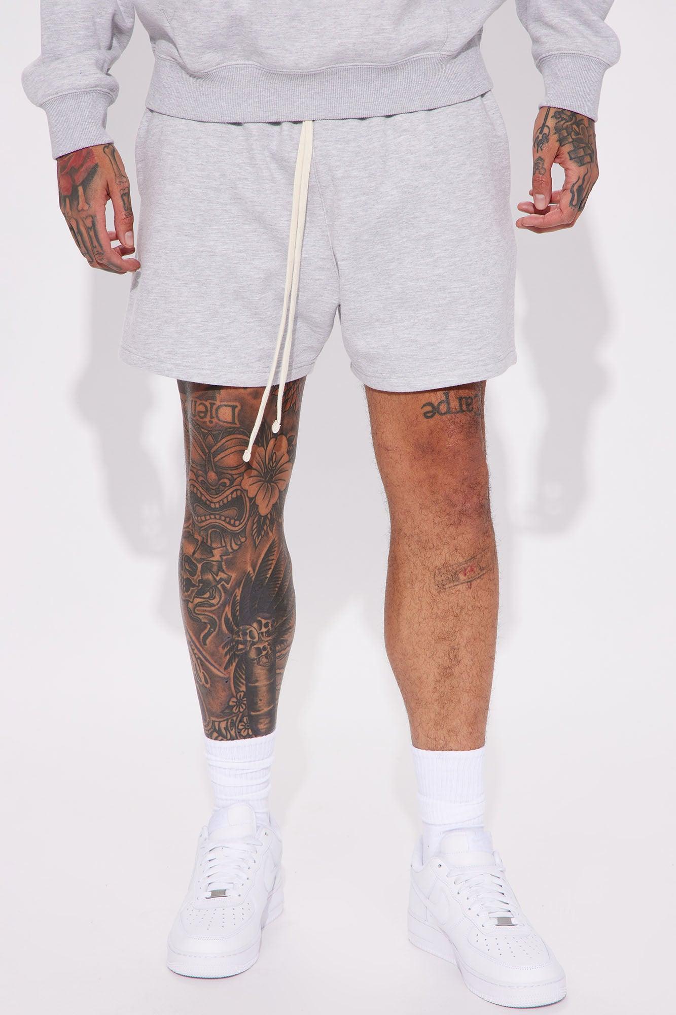 Tyson Oversize Heavyweight Sweat Shorts - Heather Grey Product Image
