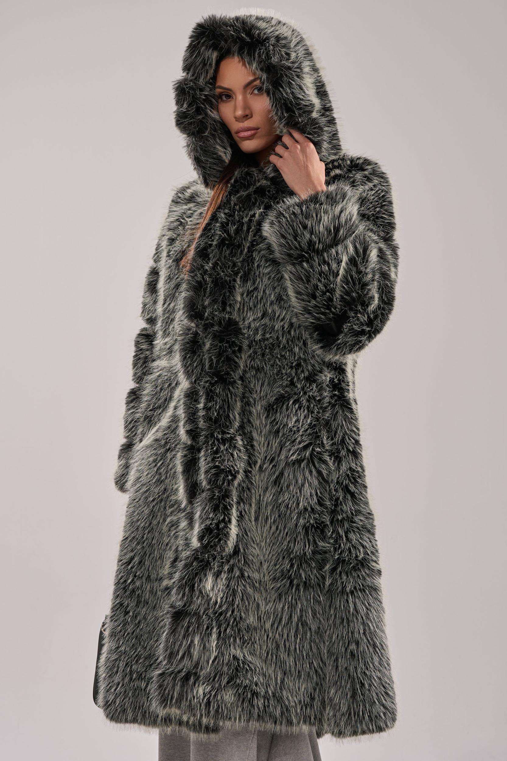 SNOW BUNNY HOODED FAUX FUR COAT Product Image