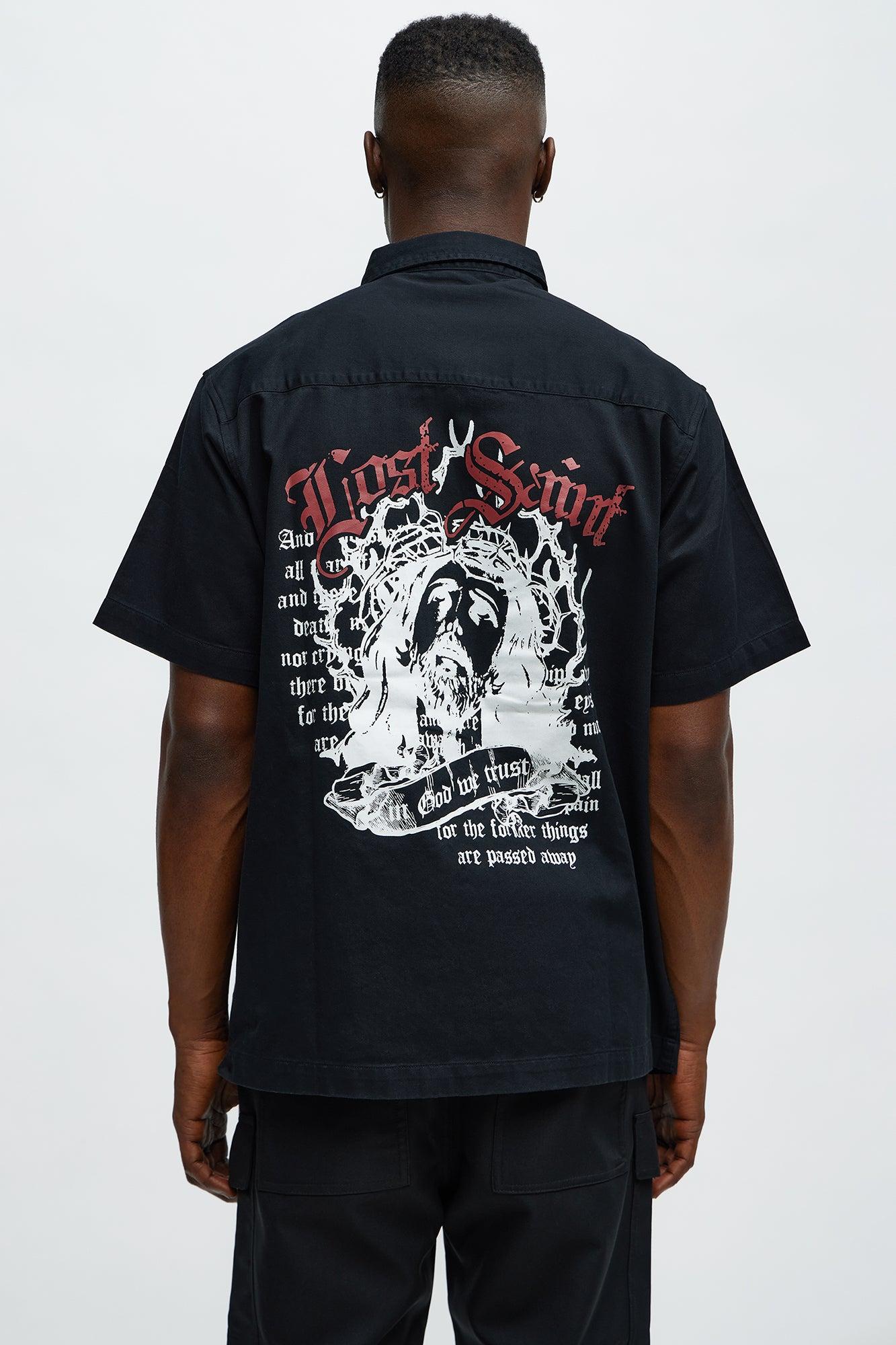 Regular Fit Lost Saint Button Up Shirt - Black Male Product Image