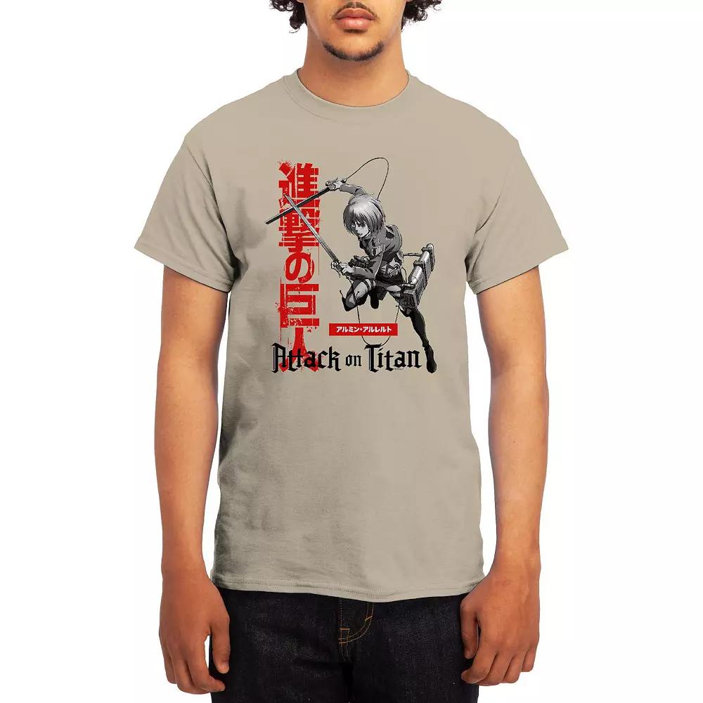 Men's Attack on Titan Armin Action Kanji Tee, Size: Large, Grey Kelly Product Image