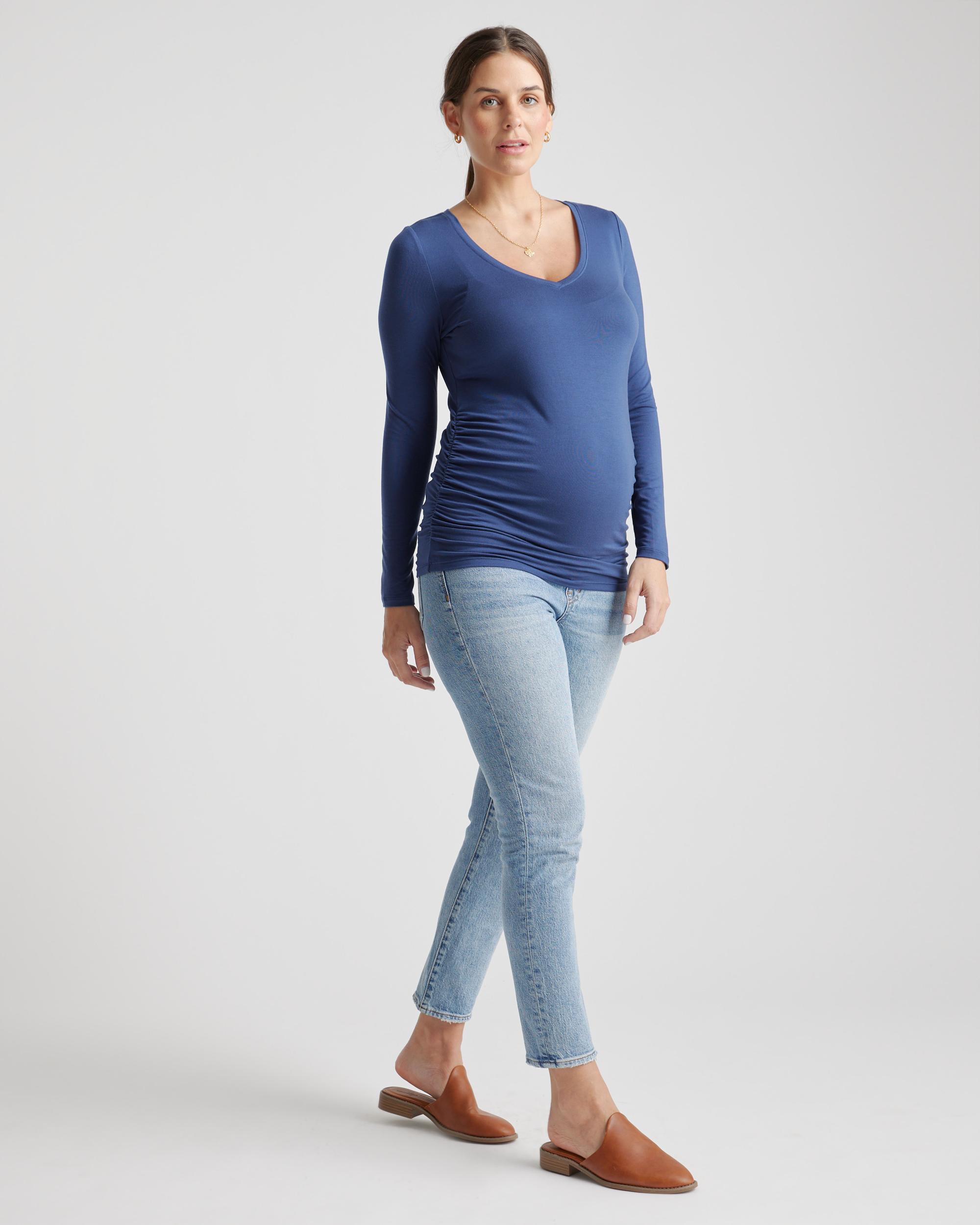 Quince | Women's Tencel Jersey Maternity Ruched Long Sleeve T-Shirt 2-Pack Lenzing Modal Product Image