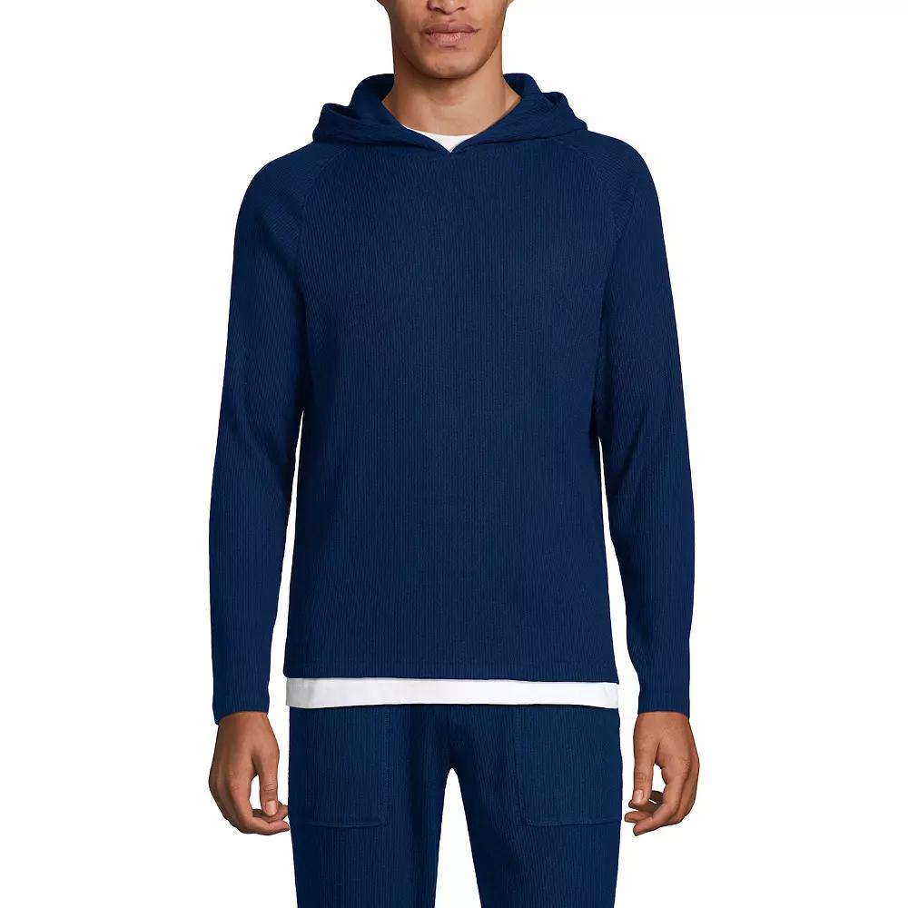 Men's Lands' End Brushed Rib Hooded Sweatshirt,  Product Image