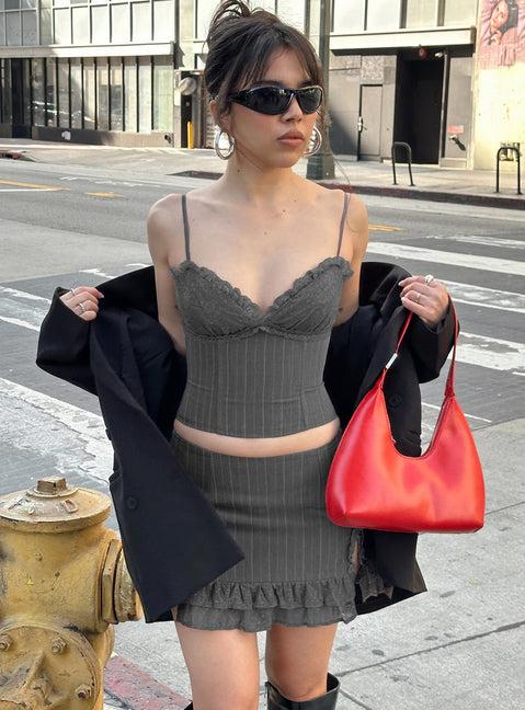 Ferran Corset Top Grey Pinstripe Product Image