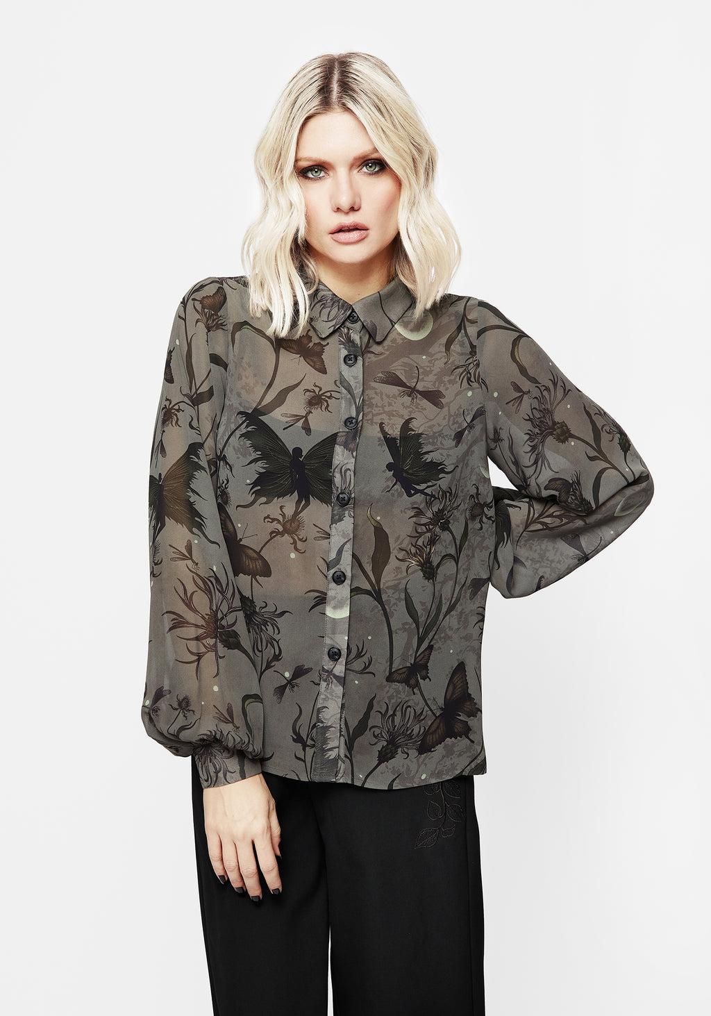 Gloriana Floral Print Chiffon Shirt Product Image