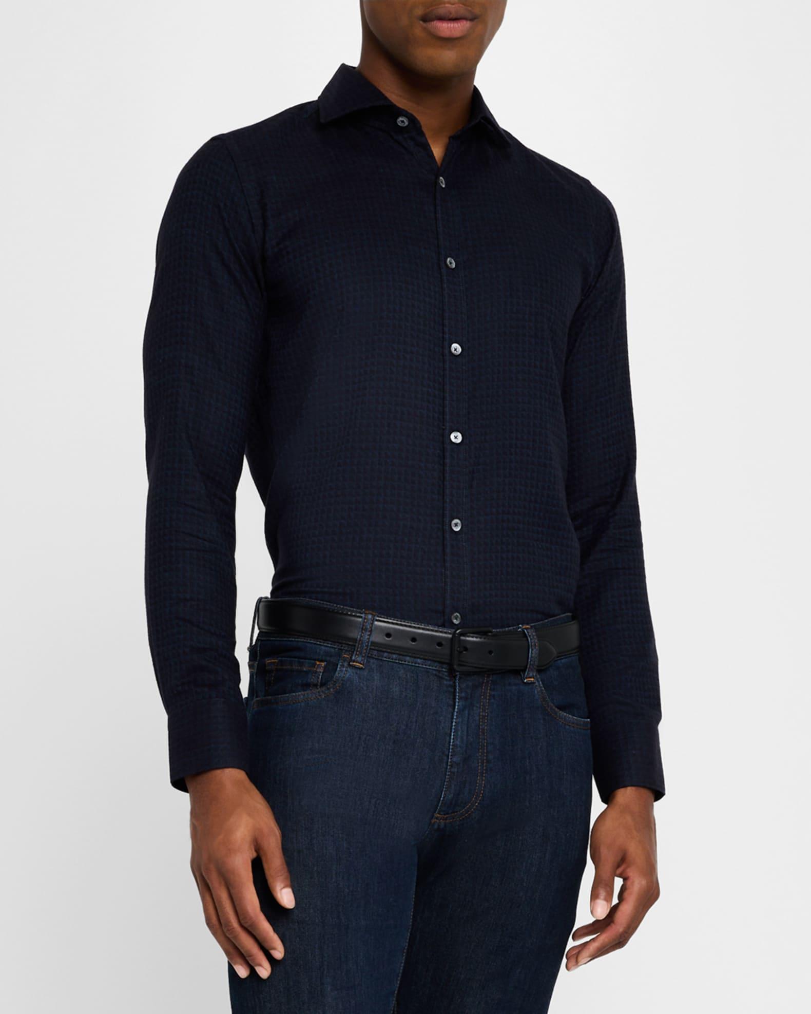 Men's Tonal Geometric Sport Shirt Product Image