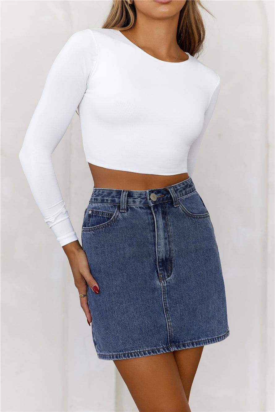 BASE Errands All Day Long Sleeve Crop Top White Product Image