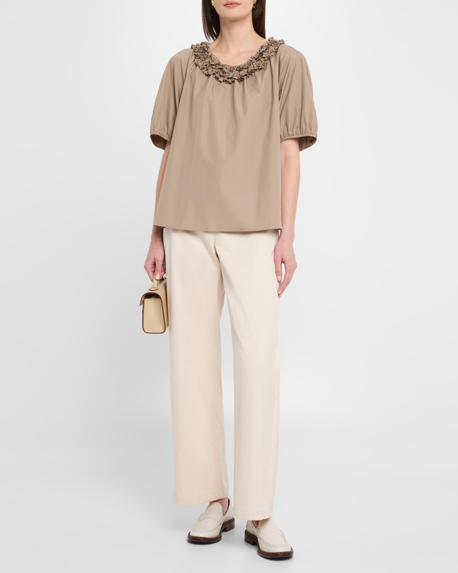 Oriana Crystal Ruffle Puff-Sleeve Mini Dress Product Image