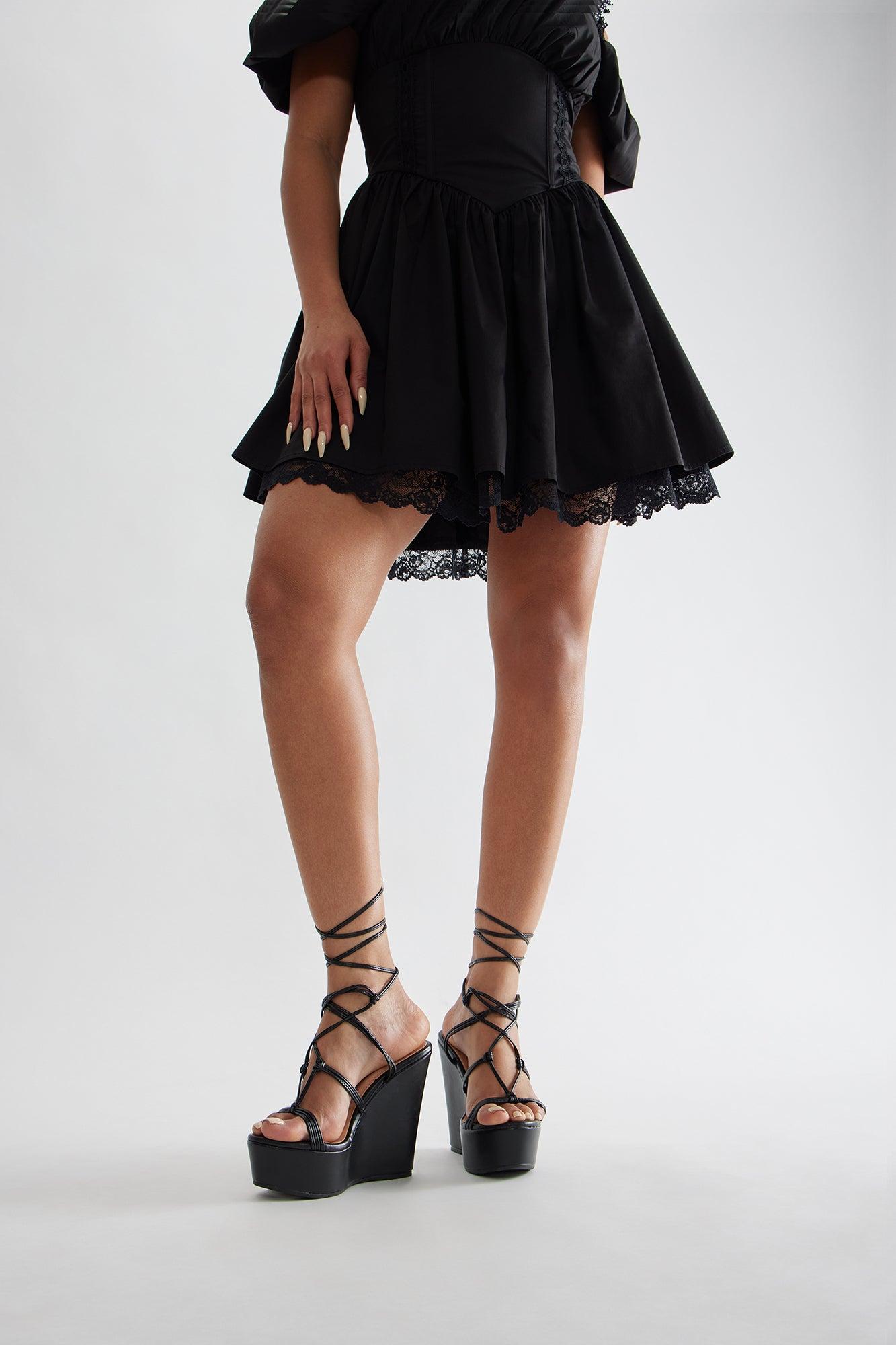Chosen Wrap Up Platform Wedges - Black Product Image