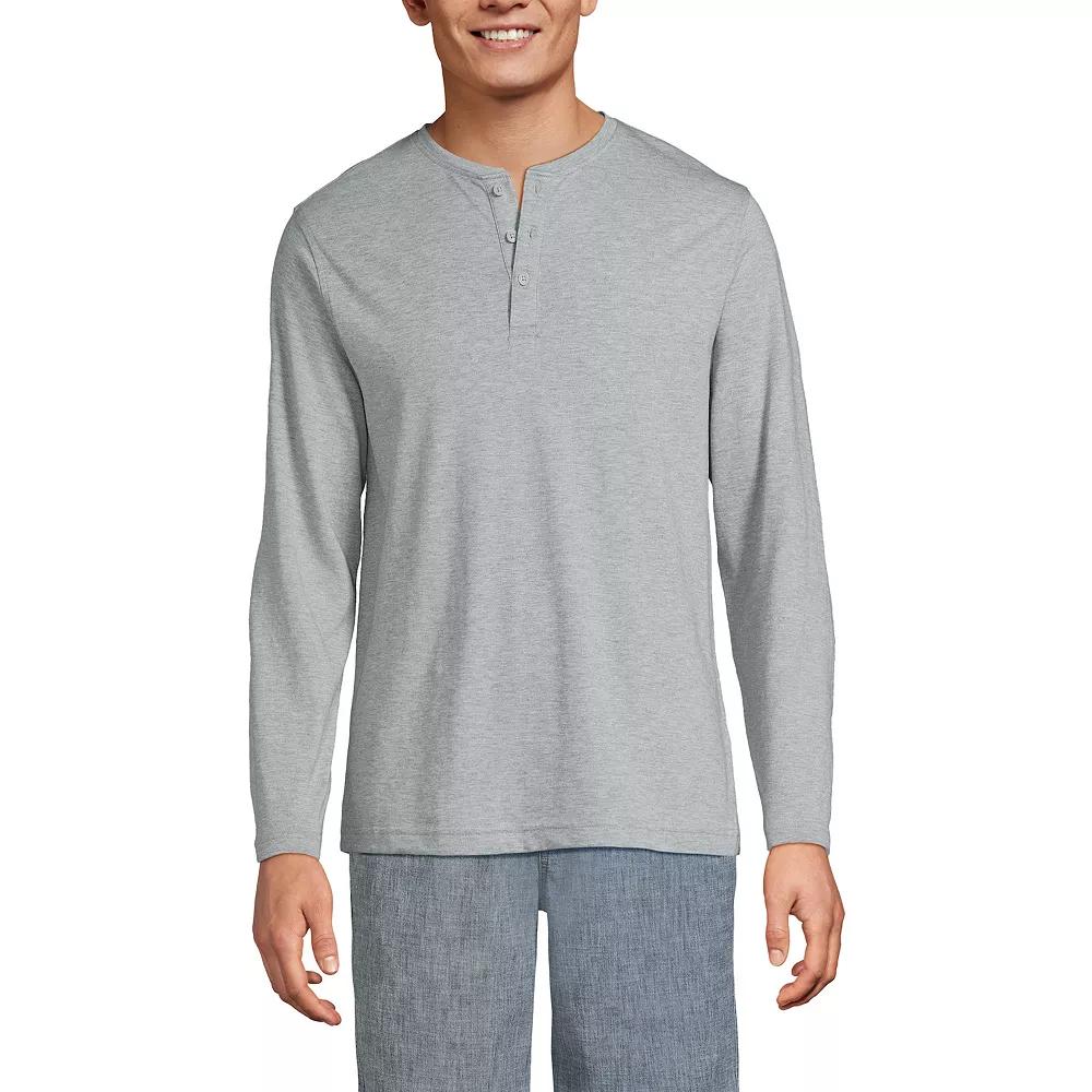 Men's Lands' End Long Sleeve Supima Jersey Henley Top,  Product Image