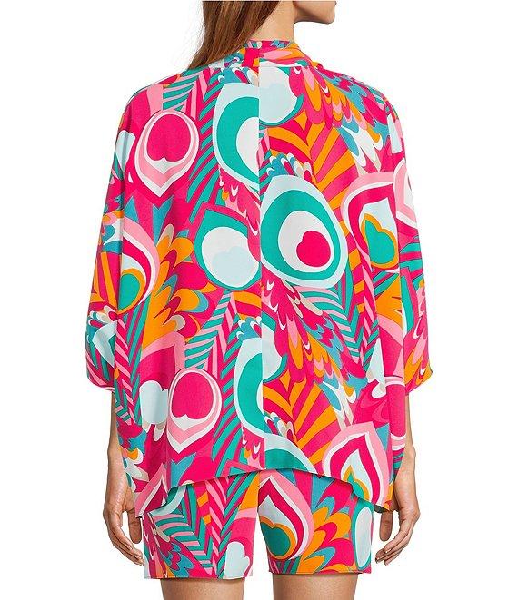 Trina Turk Concourse Abstract Printed Georgette Surplice V-Neck Elbow Dolman Sleeve Product Image