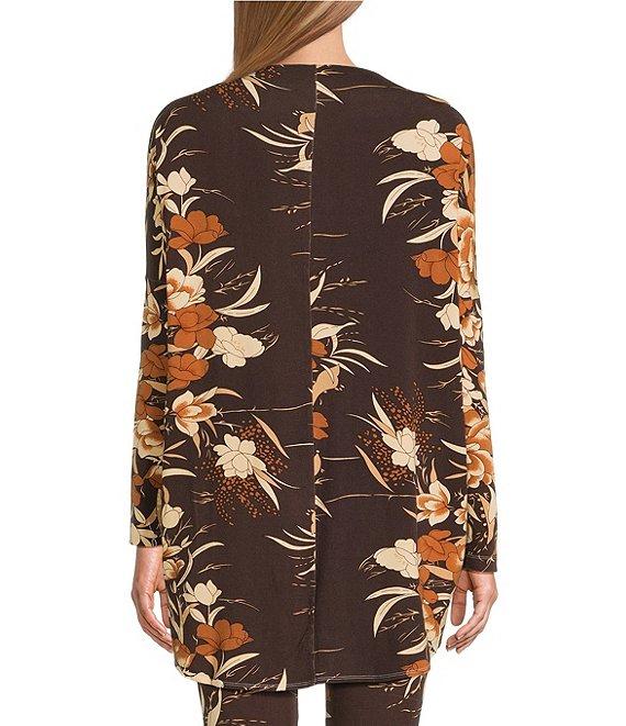 Bryn Walker Coordinating Fiori Print Viscose Jersey Boat Neck Long Dolman Sleeve Dimirti Tunic Product Image