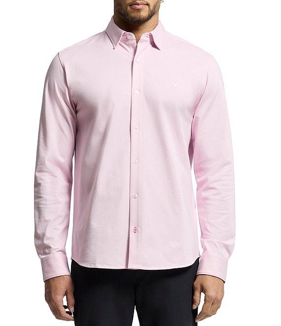 Psycho Bunny Jackson Classic Fit Stretch Knit Spread Collar Solid Dress Shirt Product Image
