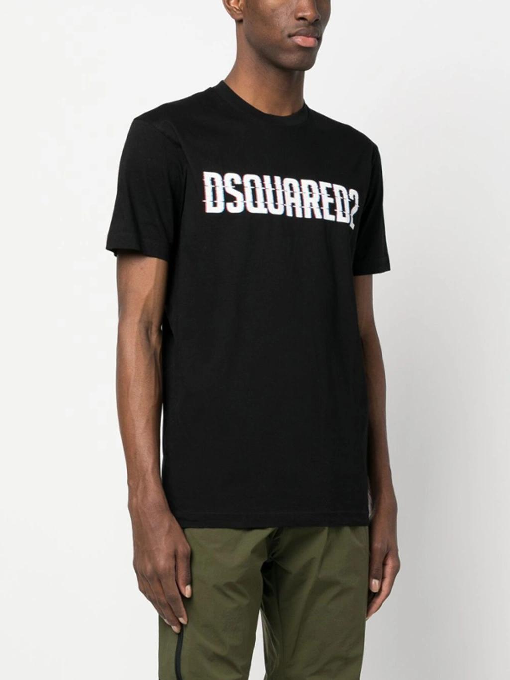 DSQUARED2 Mens Black Brand-print Crewneck Regular-fit Cotton-jersey T-shirt Product Image