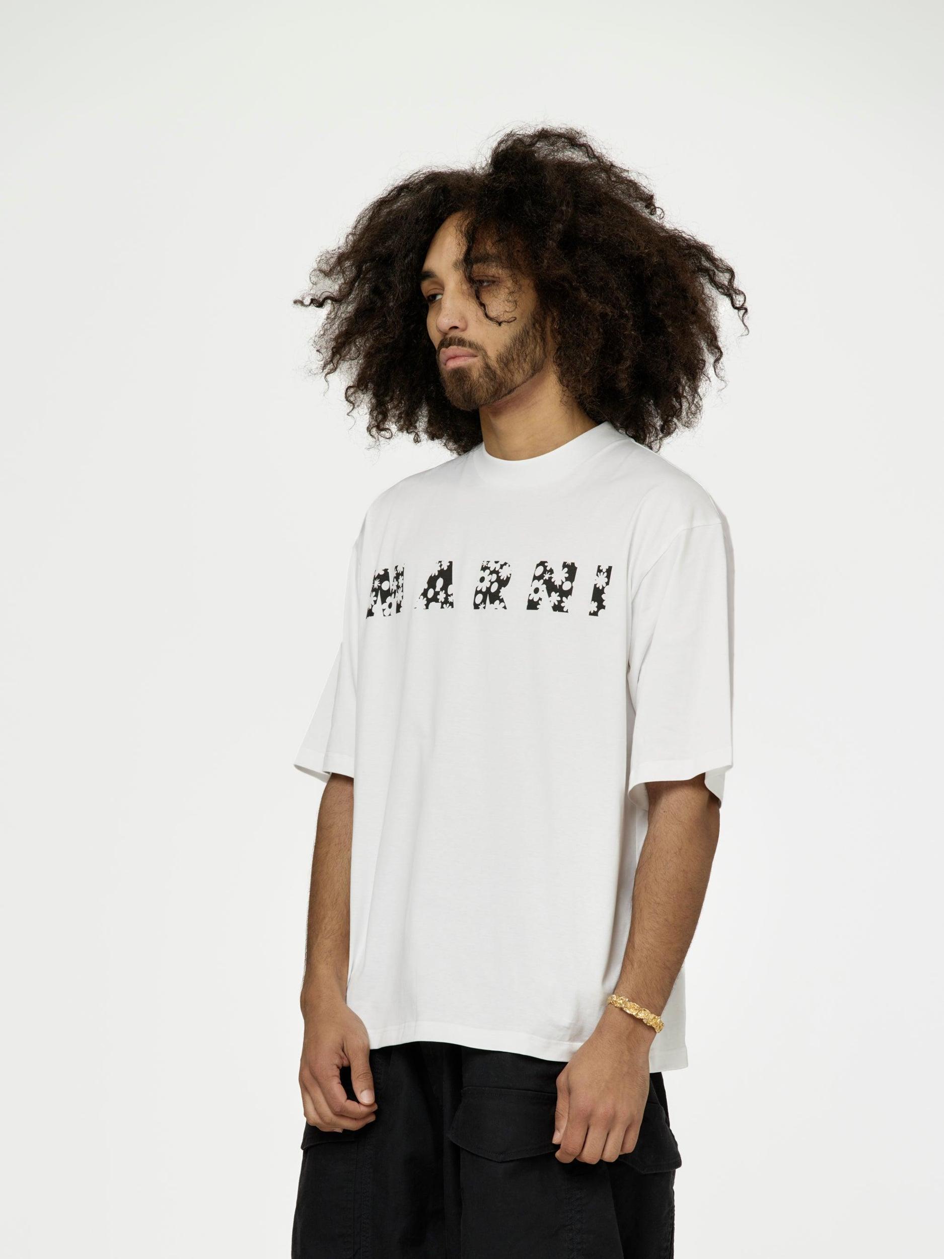 Marni Printed Pop Fields Logo T-Shirt (Lily White) Product Image