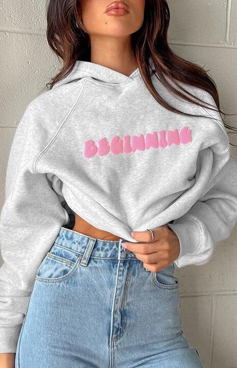 Beginning Grey Marl Bubble Hoodie Product Image