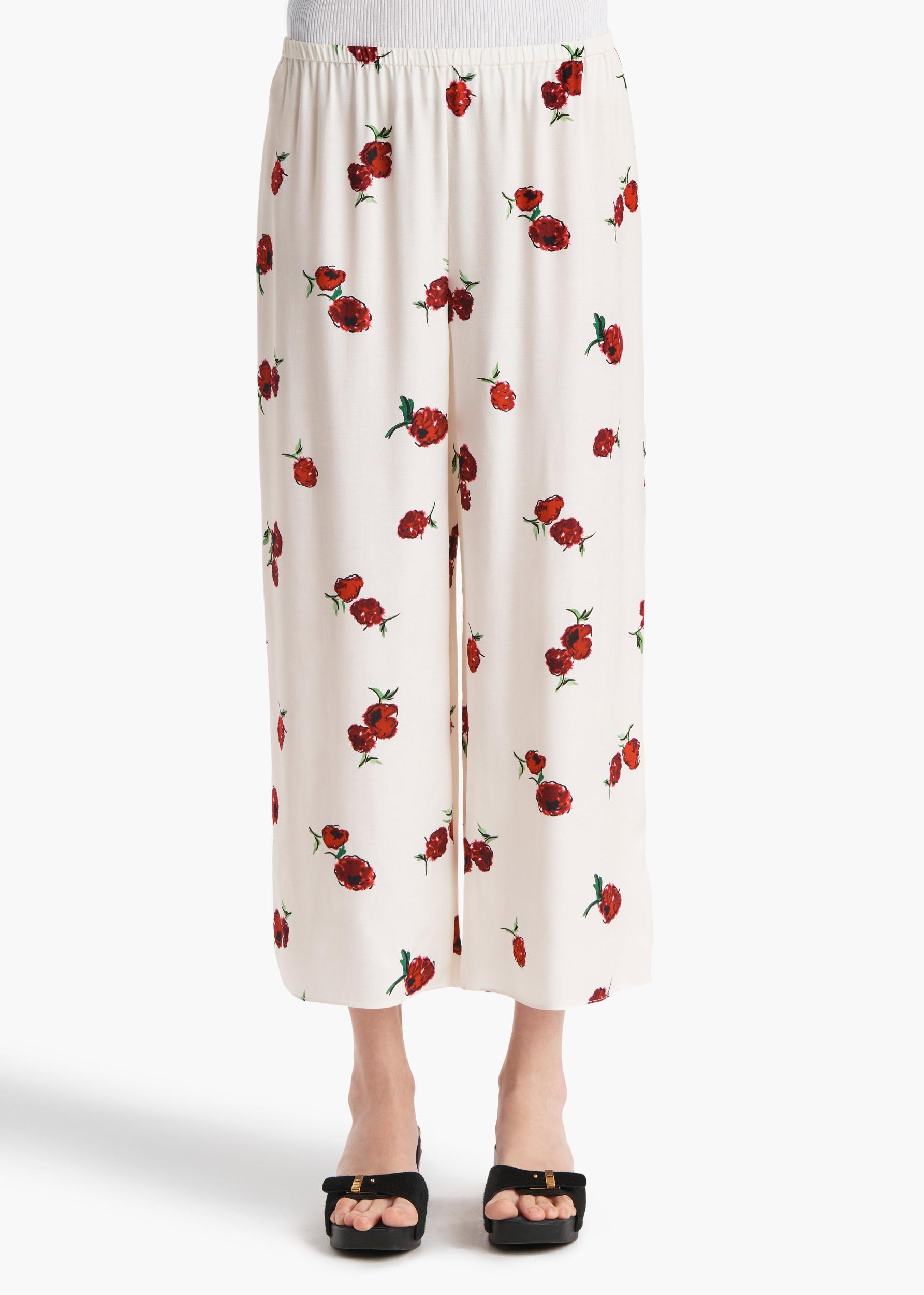 Mindy Pant in Cream with Raspberry Print Product Image