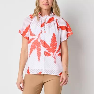 Liz Claiborne Womens Crew Neck Short Sleeve Blouse Product Image