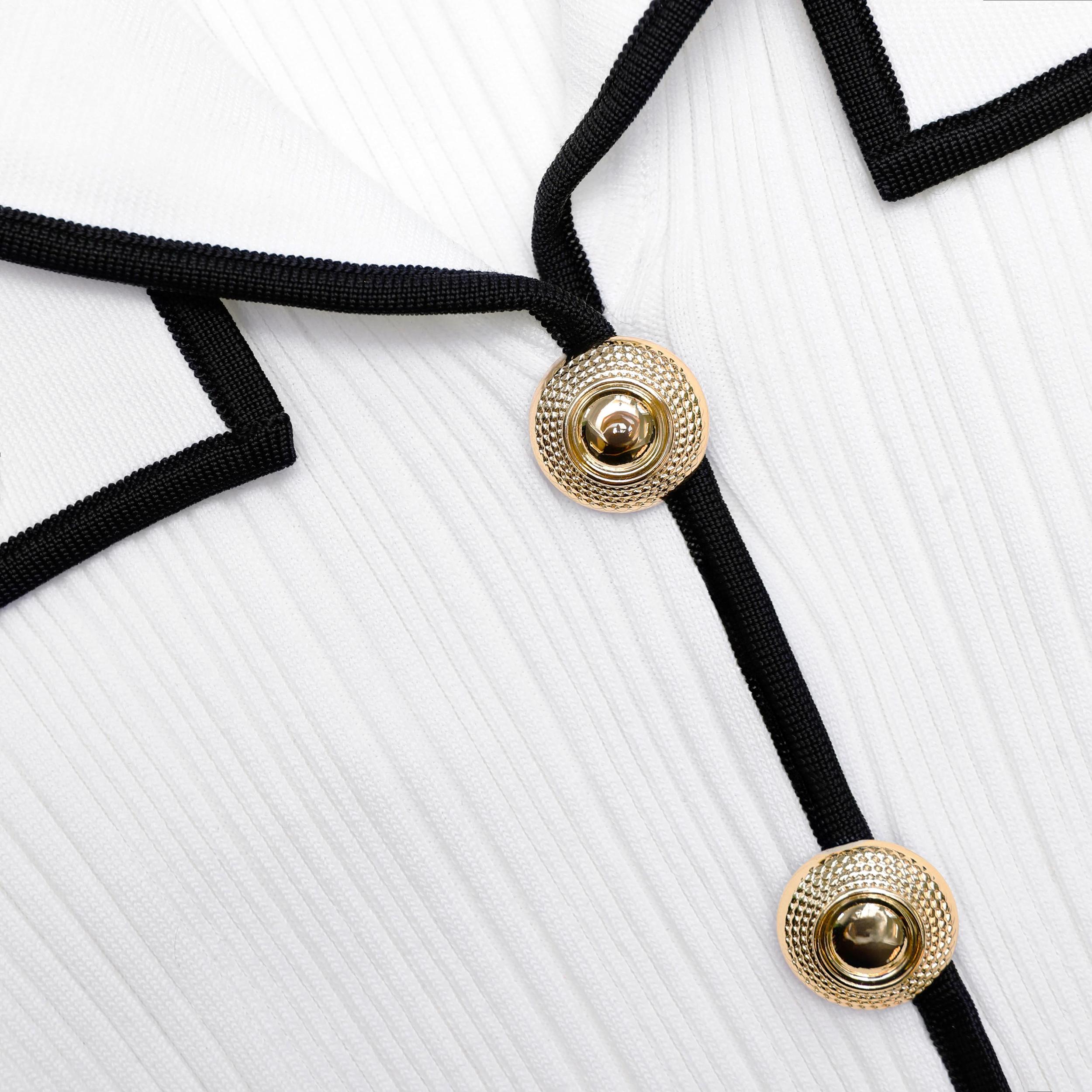 White Viscose Rib Knit Mini Dress Product Image