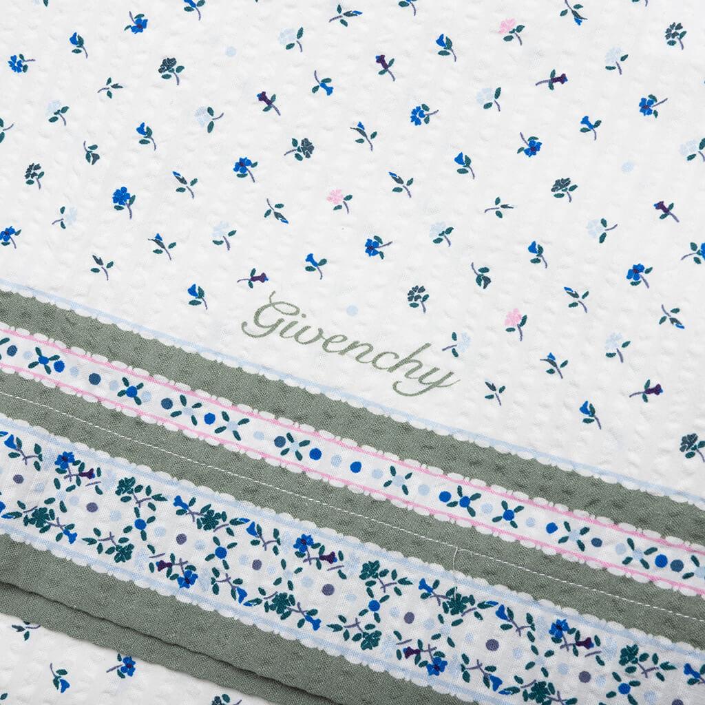 Floral Print Boxy Fit Shirt in Cotton Seersucker - Cream/Green Male Product Image