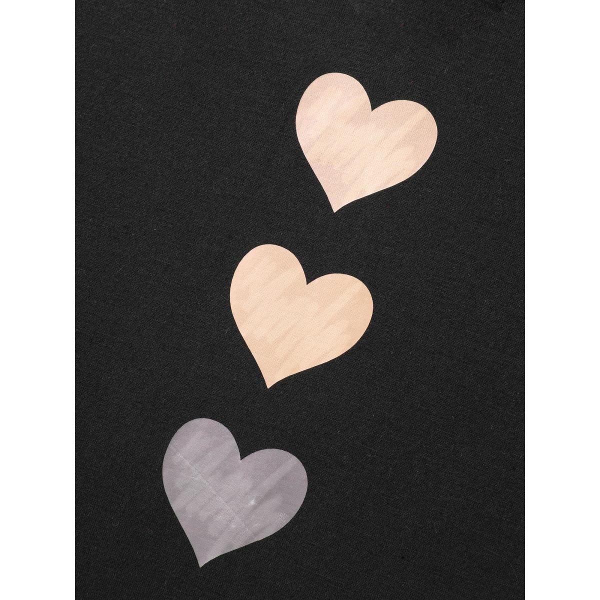 Plus Size Heart Print Stretchy Dolman Sleeve T-Shirt Black Women Leisure Non V-neck Casual T-shirts BloomChic 14-16/1X Product Image