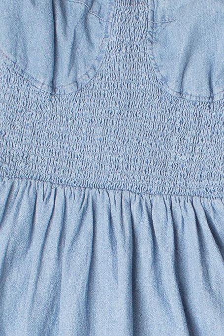 Smocked Bodice Chambray Maxi Dress Product Image
