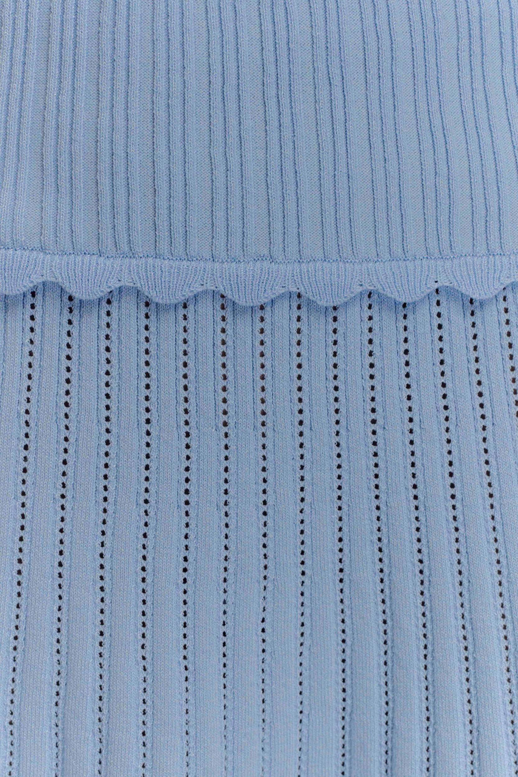 Indy Pointelle Knit Top - Cornflower Blue Product Image