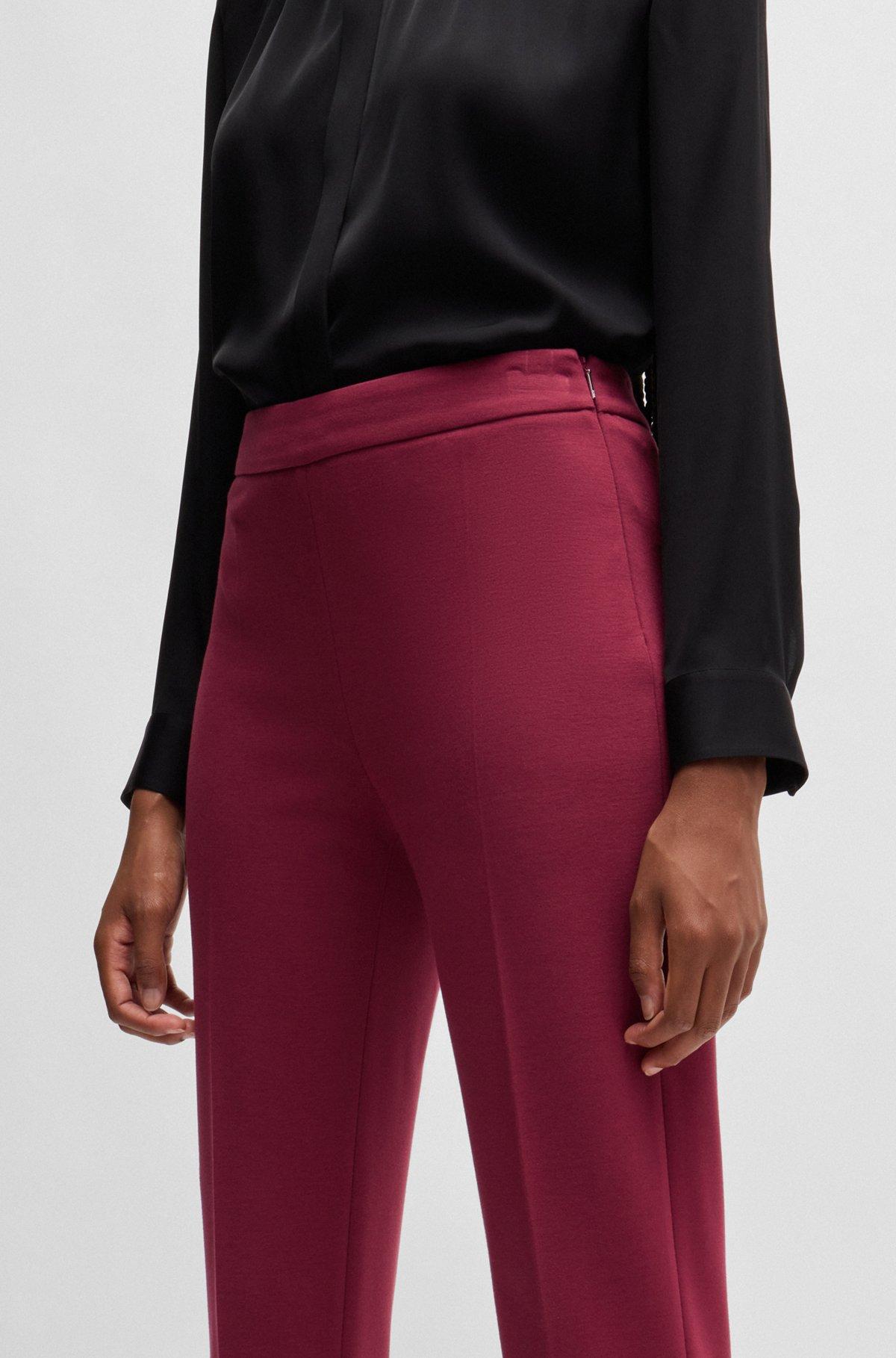 BOSS - Regular-fit trousers in stretch fabric with tapered leg - Dark Red Product Image