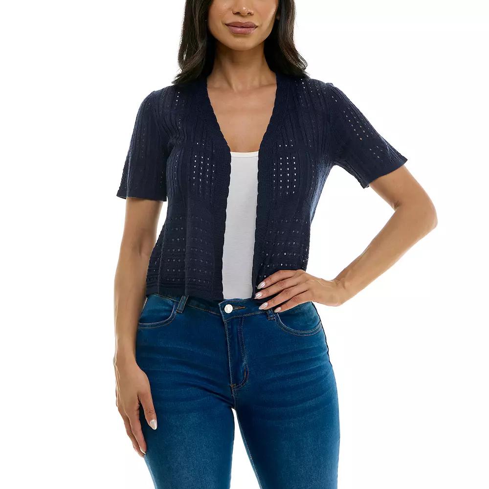 Women's Nina Leonard Pointelle Crochet Bolero,  Product Image