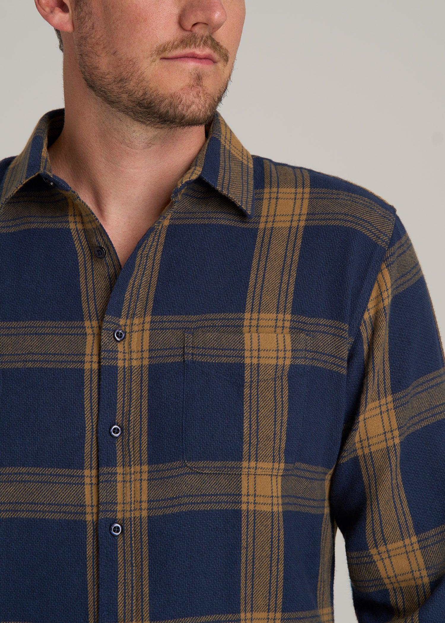 Nelson Flannel Shirt for Tall Men in Blue Tartan Male Product Image