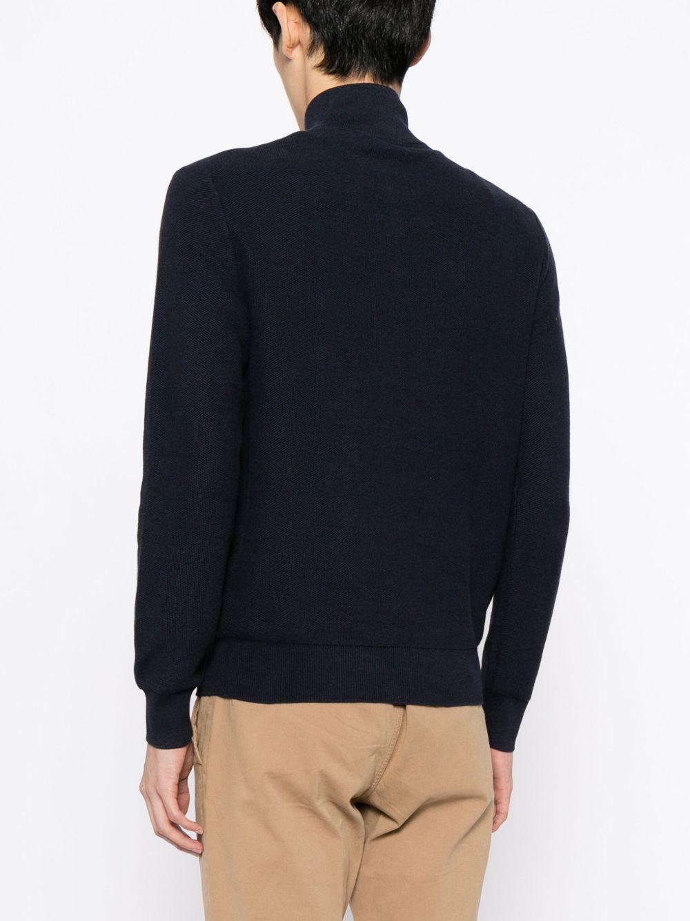 POLO RALPH LAUREN Cotton-blend Polo Pony Quarter-zip Sweater In Blue Product Image