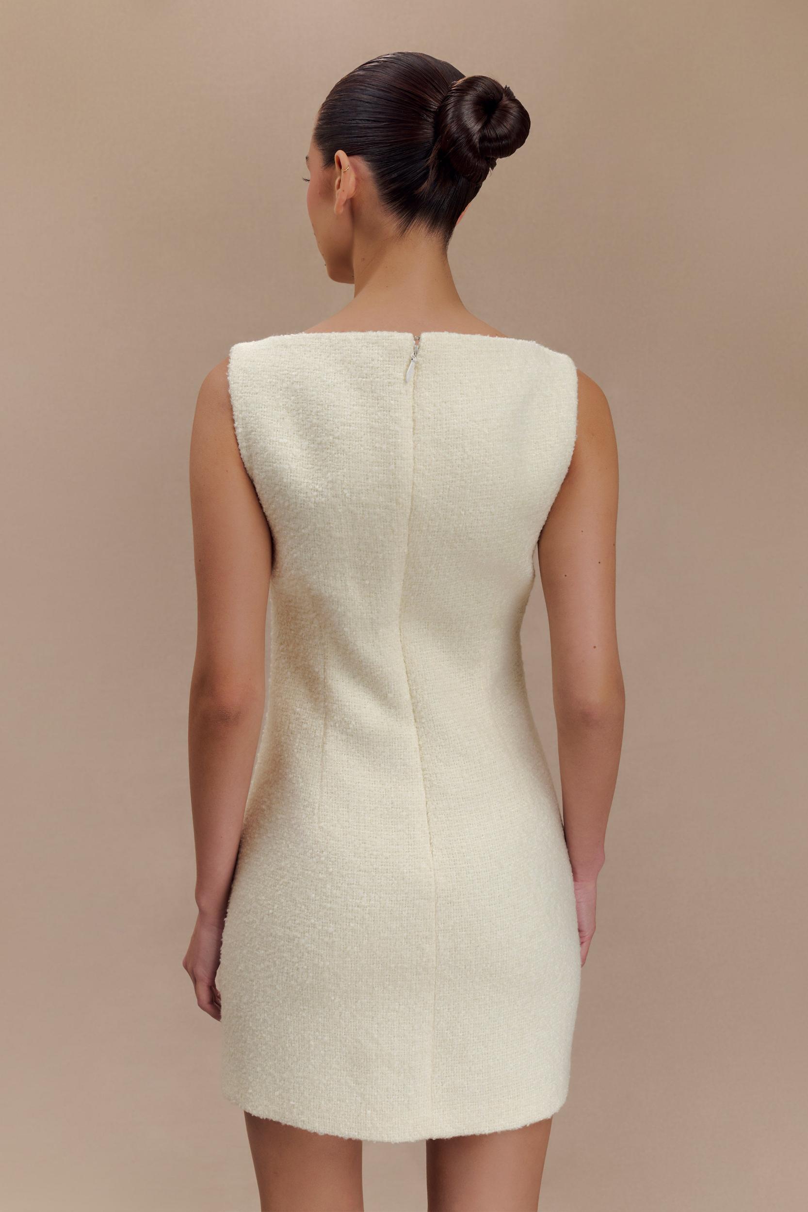 Angela Textured Boucle Mini Dress - Ivory Product Image