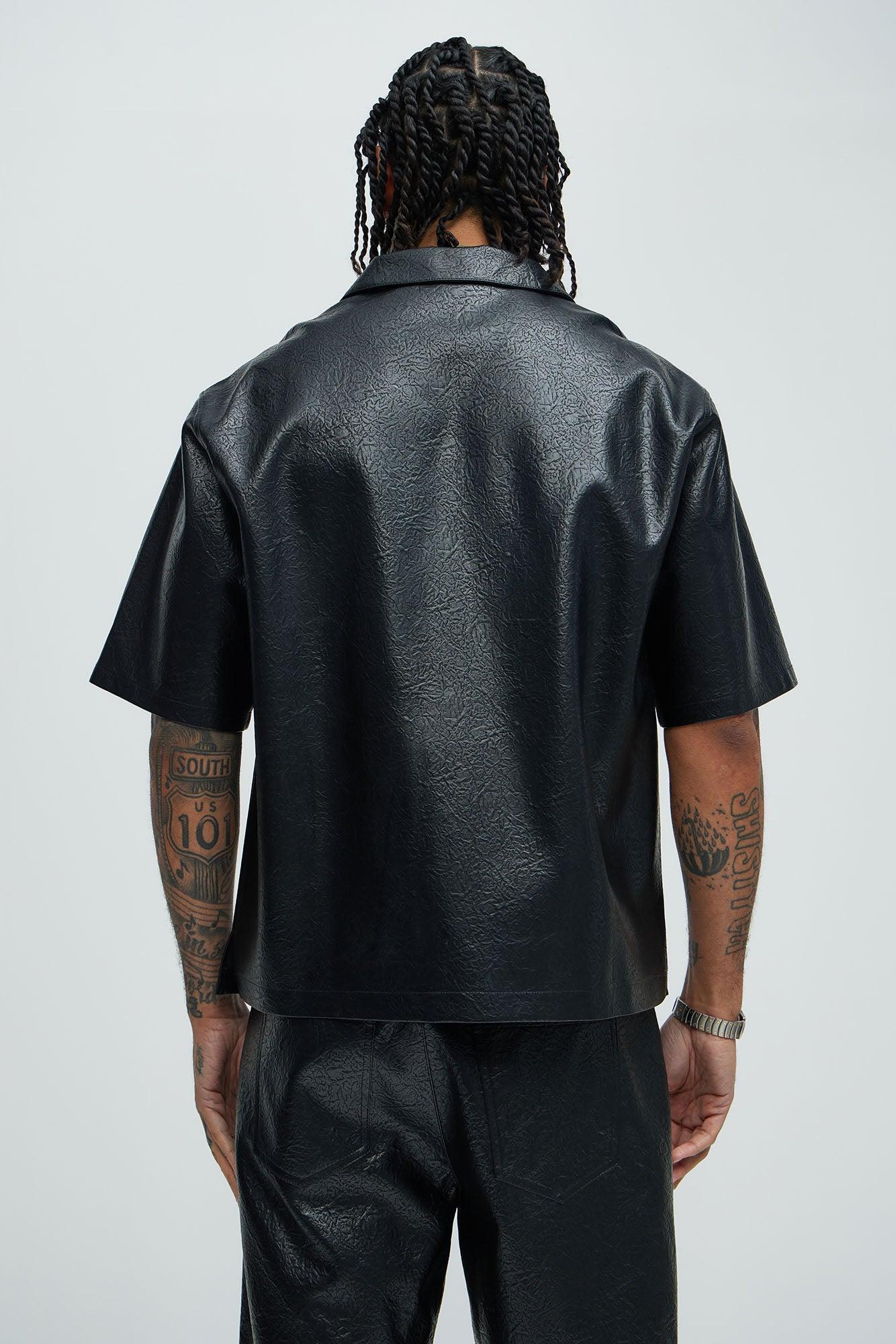 Riker Faux Leather Shirt - Black Product Image