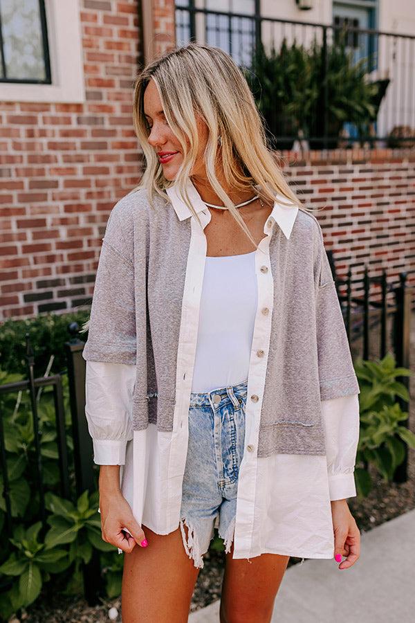 Country Club Social Button Up in Grey Product Image