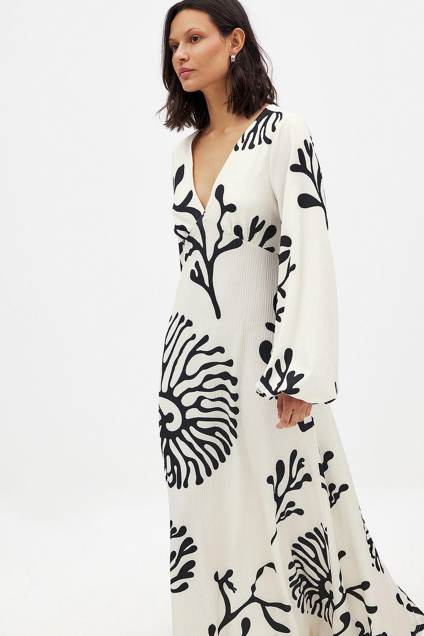 Balloon Sleeve Open Back Maxi Dress Product Image