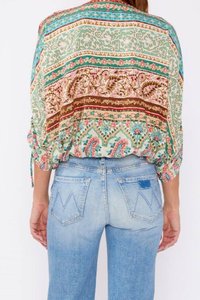 Striped Paisley V-Neck Blouse Product Image