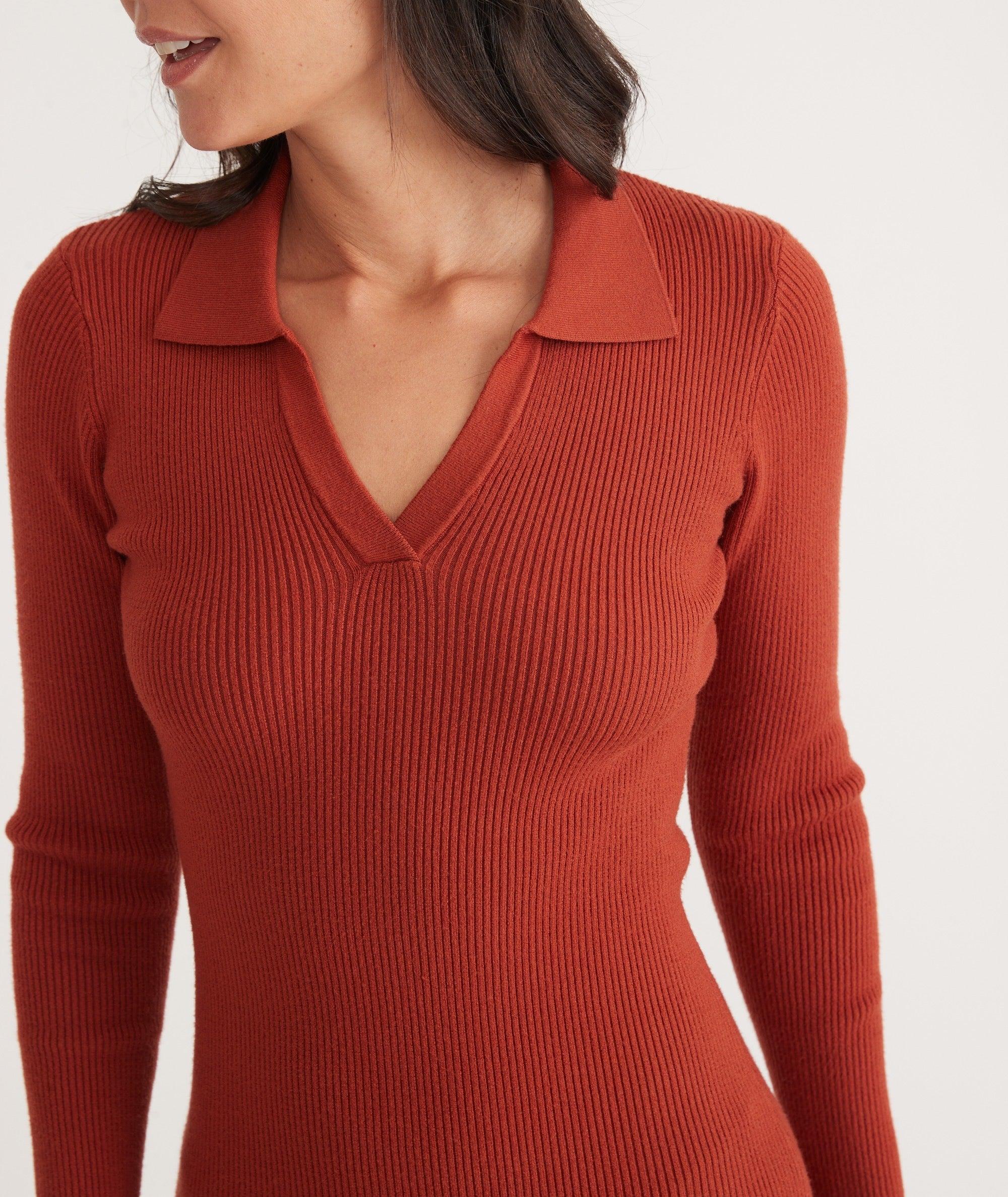 Lexi Rib Long Sleeve Sweater Polo Dress Product Image