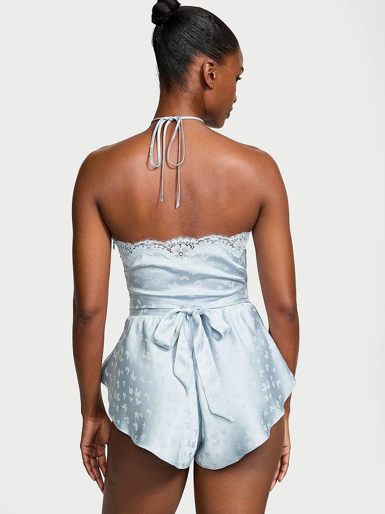 Tease Butterfly Satin Halter Flutter Romper Product Image