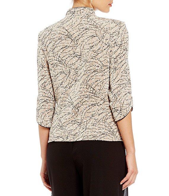 Alex Evenings Petite Size Glitter Printed 3/4 Sleeve Twinset Product Image