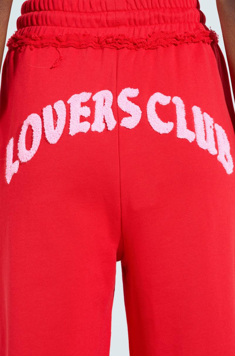 LOVERS CLUB WIDE LEG JOGGER IN RED Product Image