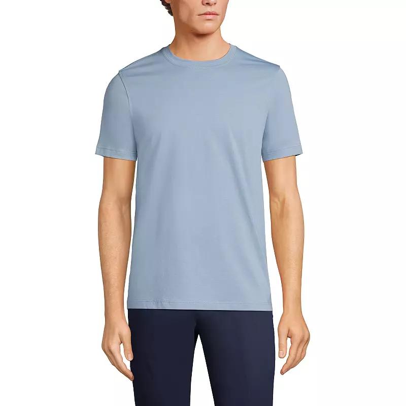 Mens Lands End Supima Crewneck Tee Pale Grey Blue Product Image