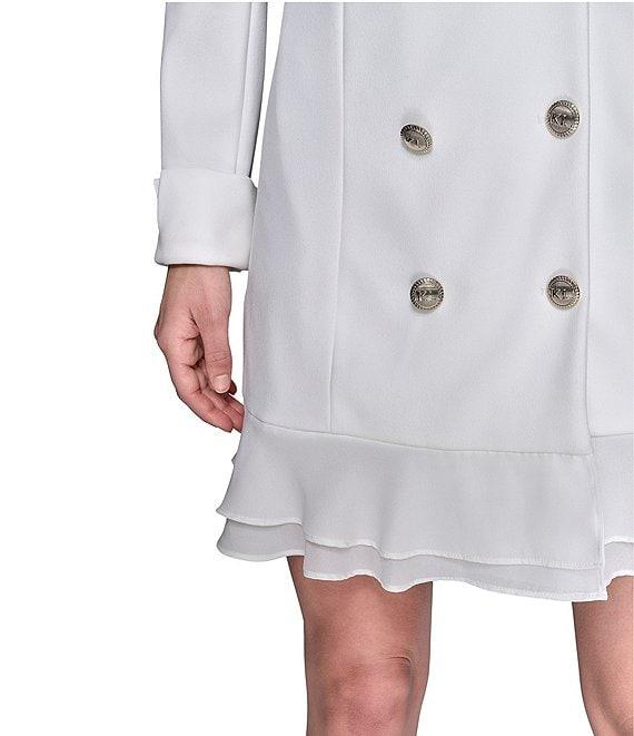 KARL LAGERFELD PARIS Notch Lapel Collar Long Sleeve Chiffon Flounce Hem Mini Blazer Dress Product Image