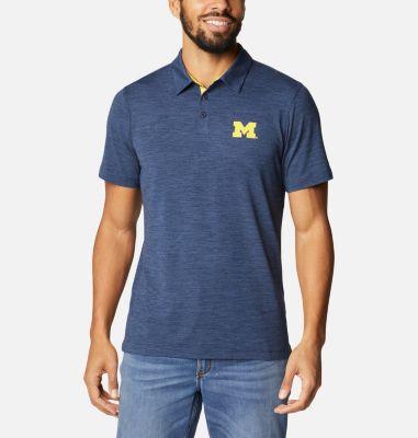 Men's Columbia Navy Michigan Wolverines Tech Trail Omni-Shade Polo,  Product Image
