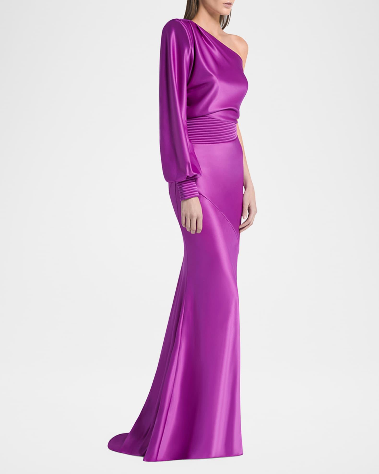 Don't Look Now Draped One-Shoulder Satin Gown Product Image